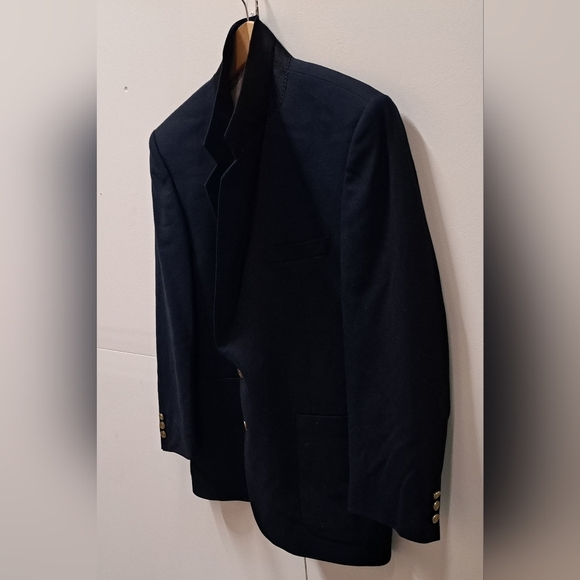 Vintage 80s Men's Sport Coat Jacket Canvas Navy Gold Buttons 2-Btn Canada Sz 40R - Picture 3 of 12